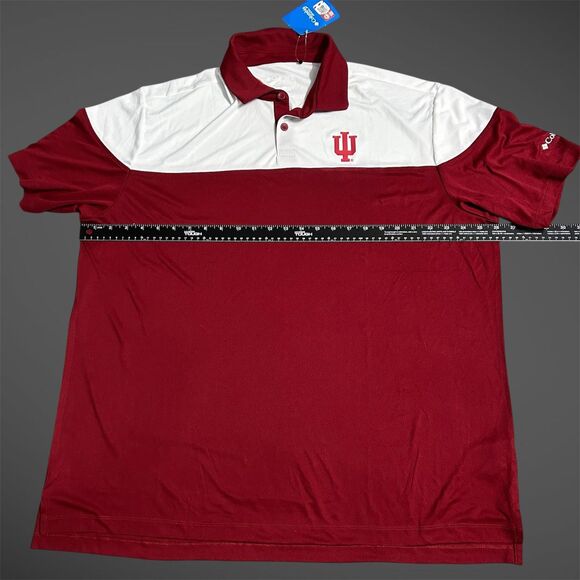 Columbia Men's Size 2XL Indiana Hoosiers Red Polyester Short-Sleeve Golf Polo - Picture 7 of 8